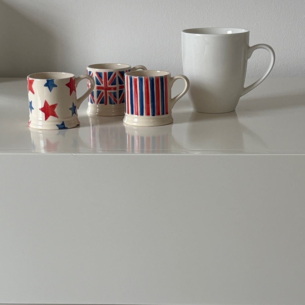 Emma Bridgewater miniature mugs. Pottery decorated by hand in England.